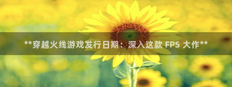 顺盈平台注册流程图片：**穿越火线游戏发行日期：深入这款 FPS 大作**